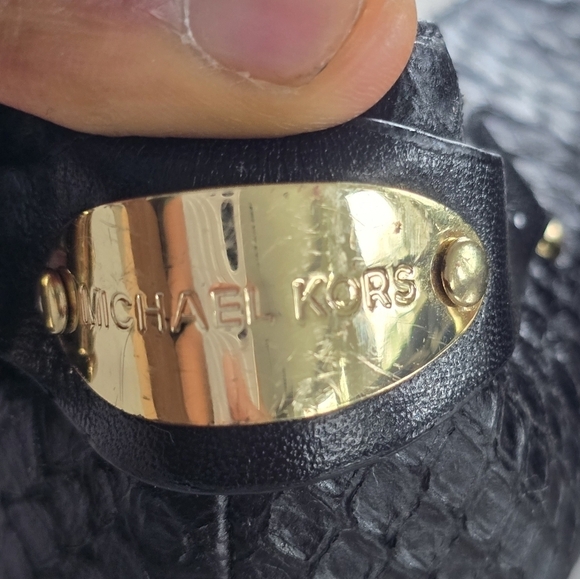 Michael Kors Loafers Womens 5.5 Black Dion Snakeskin Leather Ballet Flats - Picture 10 of 16